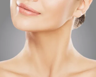 Close-up of a woman's neck and jawline for Ultherapy skin lifting in Amsterdam